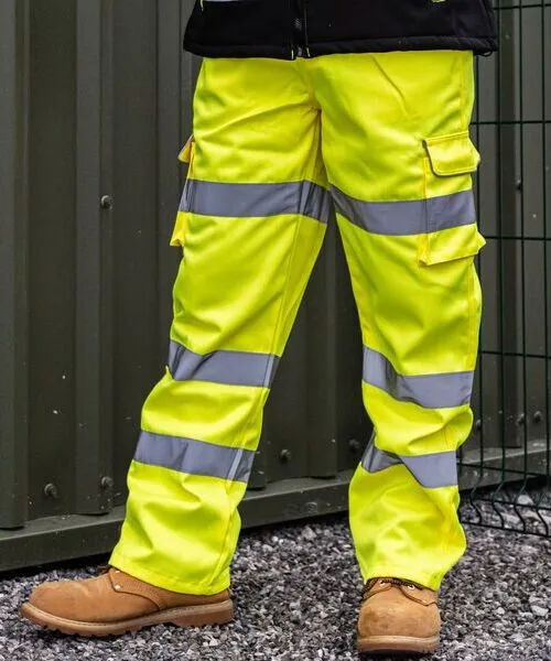 hi vis custom cargo pocket trouser trouser in yellow color