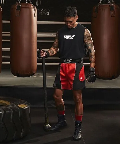 male wearing custom boxing shorts