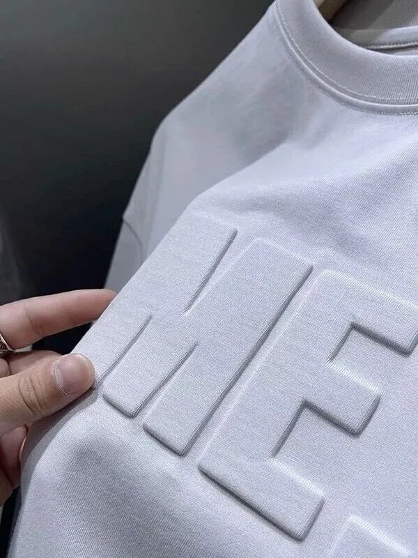 3d embossing on white t-shirt