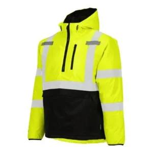 High visibility half zipper yellow black bottom safety jacket